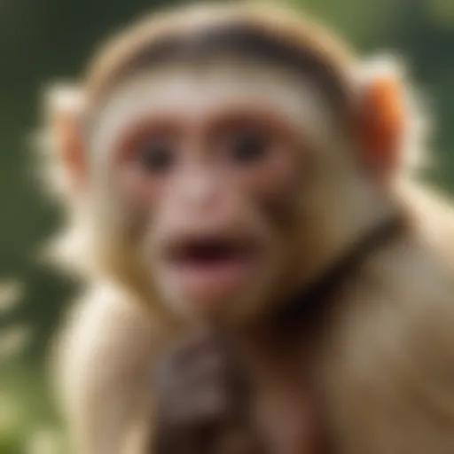 A close-up view of a capuchin monkey in a natural setting, illustrating its playful nature.