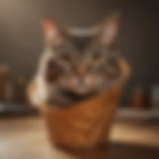 A cozy, handmade cat cone demonstrating comfort and support for recovery.
