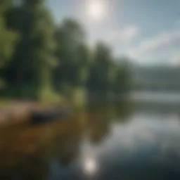A tranquil view of Green River Lake with lush greenery surrounding the water