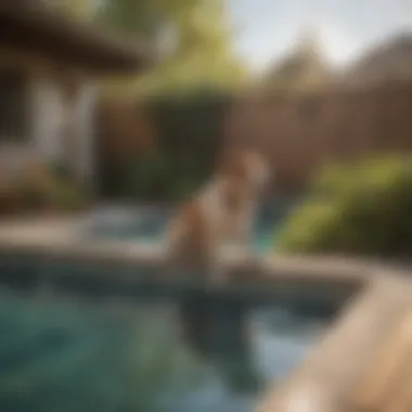 Accessible and Safe: Dog-Friendly Pool Entrances A well-designed entry area for dogs around an above-ground pool.