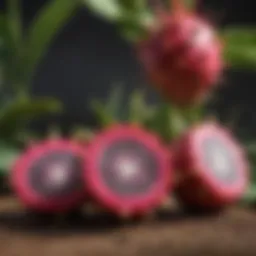 Vibrant dragon fruit plants in a lush garden setting