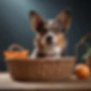 Variety of materials used in dog toy baskets