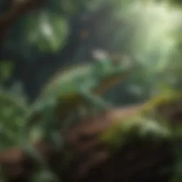 A spacious chameleon enclosure showcasing diverse plant life and climbing structures.