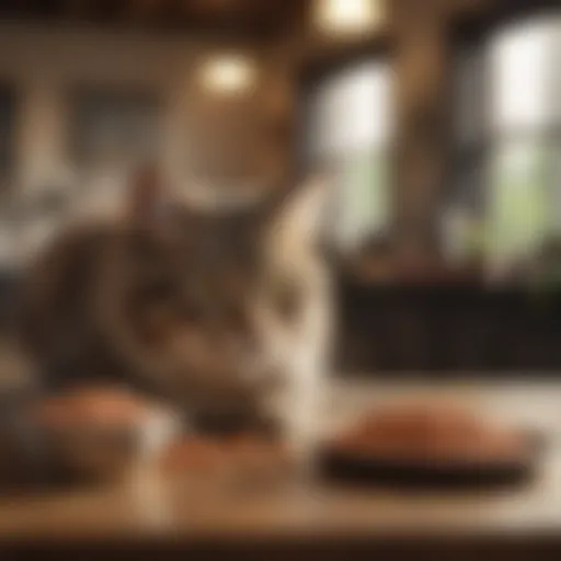 A variety of cat food options on a table.