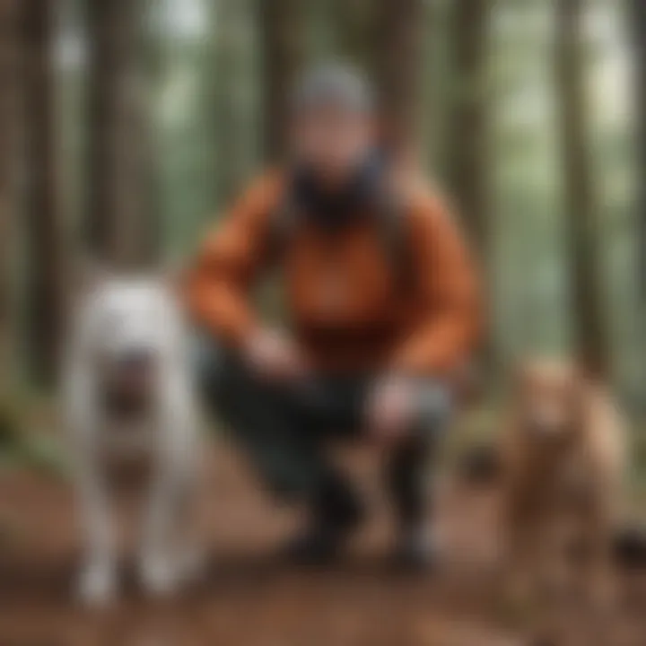 A person engaging in an outdoor activity with a dog, illustrating an active lifestyle.