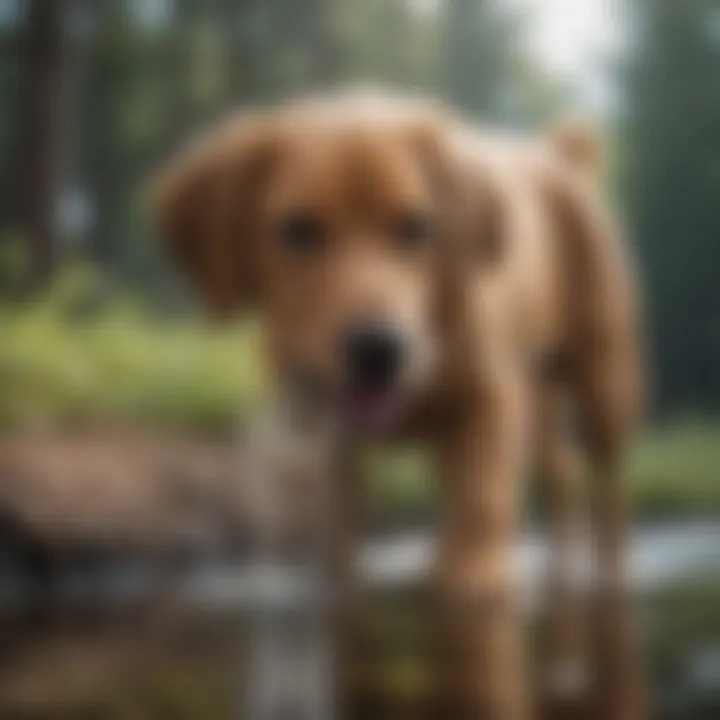 A dog drinking water to stay hydrated