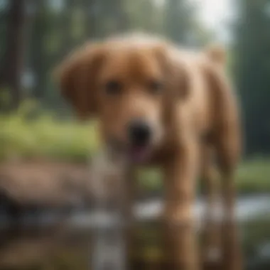 Hydration is Key for Recovery A dog drinking water to stay hydrated