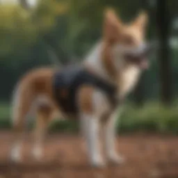 A specialized dog harness for a disabled dog in use