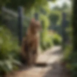 A beautifully landscaped garden with protective barriers against cats