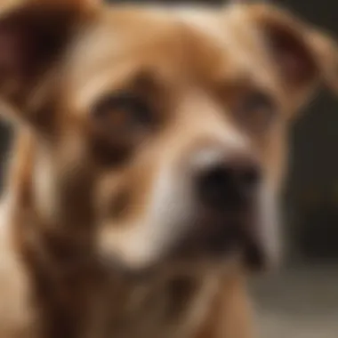 Close-up of topical flea treatment application on medium dog