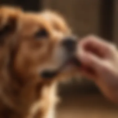 A dog owner gently removing a tick from their pet, demonstrating proper technique.