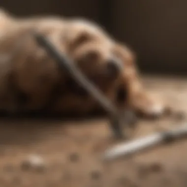 Essential tools for tick removal, including a tick remover and gloves.