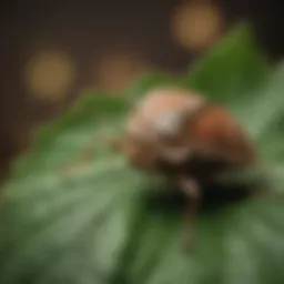Close-up view of a stink bug on a leaf