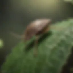 A close-up view of a stink bug on a leaf