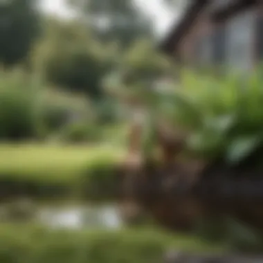 Homeowner Implementing Deterrents A homeowner implementing frog deterrents in the yard