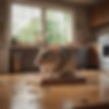 Strategic Placement of Mouse Traps Various mouse traps strategically positioned around a kitchen to effectively eliminate mice.