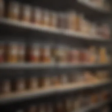 Sealed food containers placed securely on shelves to prevent rodent access.