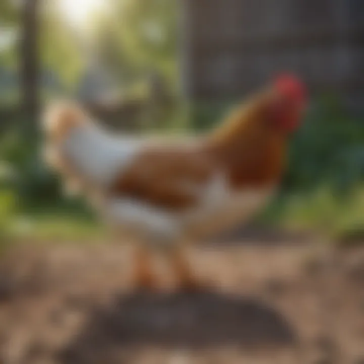 Healthy chickens in a backyard setting