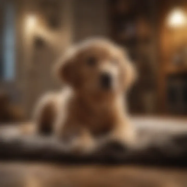 Golden Retriever puppy in a cozy home setting