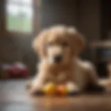 Golden Retriever puppy playing with toys