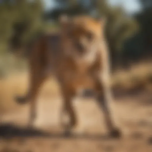 A cheetah in a natural habitat showcasing its agility
