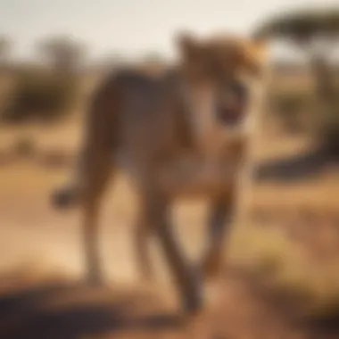 Cheetah Sprinting Across the Savanna Cheetah sprinting across the savanna showcasing its speed
