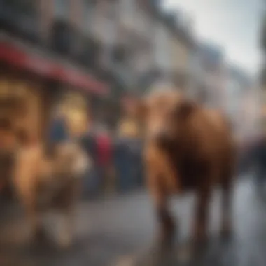 A vibrant street festival in a European city highlighting local traditions.
