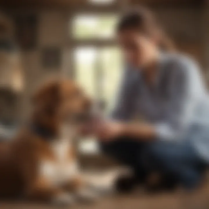 A veterinarian consulting with a dog owner