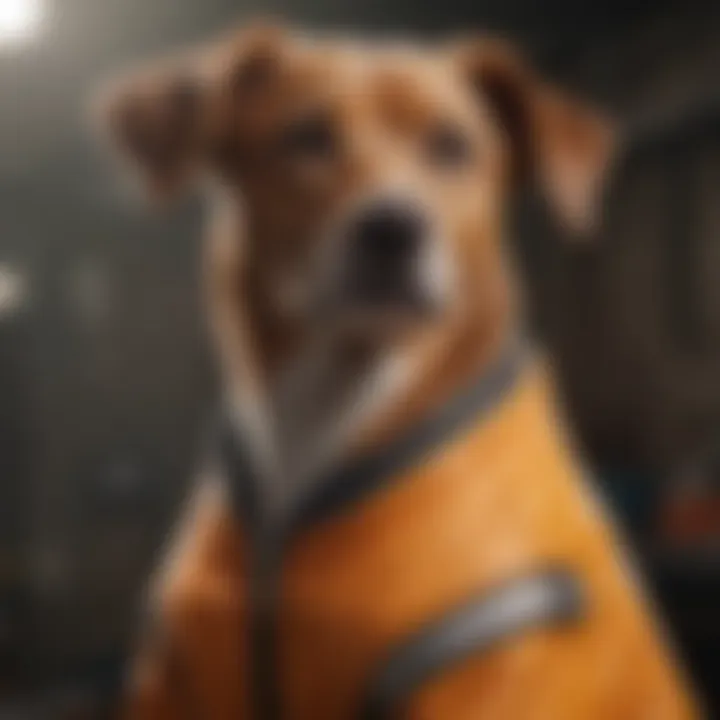 Close-up of calming dog jacket construction