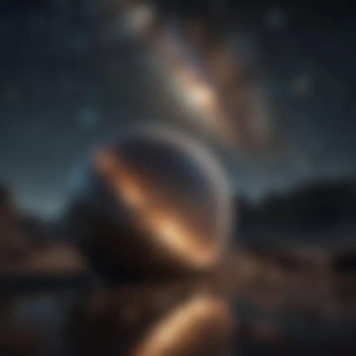 Celestial bodies aligned in a starry night sky