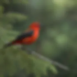 A vibrant Scarlet Tanager perched on a branch