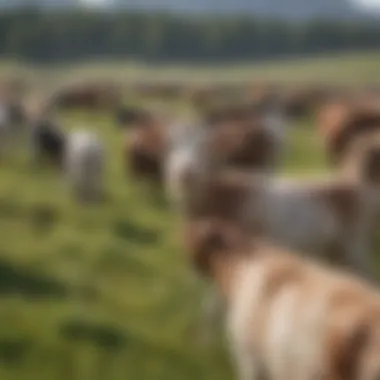 Livestock Grazing in Sustainable Practices Livestock grazing on vast pastures, illustrating sustainable ranching practices.