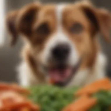 Dogs Enjoying Nutritious Vegetable Treats A close-up of a happy dog enjoying a treat made from carrots and peas.