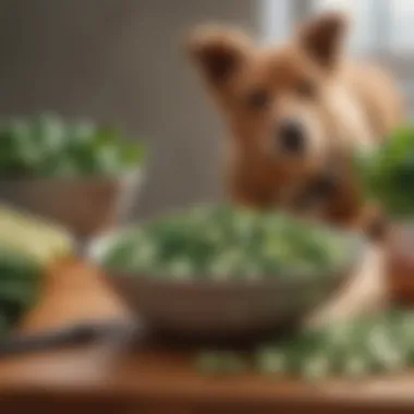 Preparing Vegetables for Your Dog's Meals A bowl filled with freshly chopped spinach and diced zucchini, ready for canine consumption.