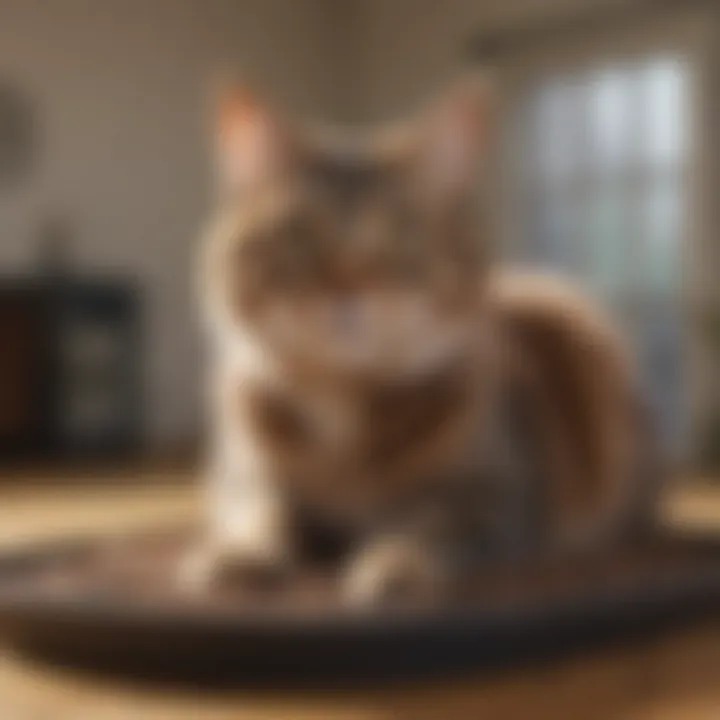 A satisfied cat using a litter box equipped with the pellet system.