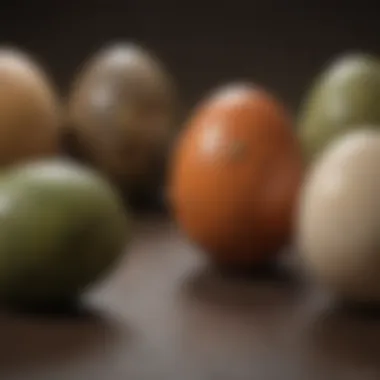 Dinosaur Egg Sizes and Shapes Comparison A comparison chart displaying various dinosaur egg sizes and shapes.