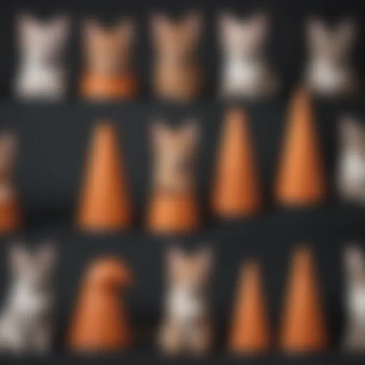 Different types of cone heads for cats displayed together