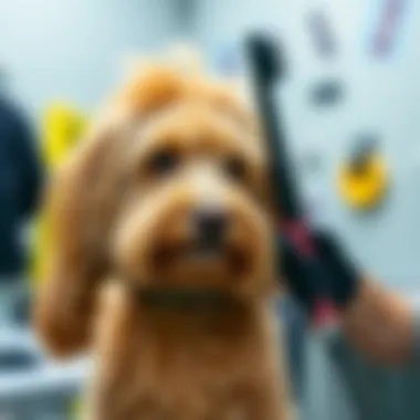 A professional groomer using advanced tools for deshedding