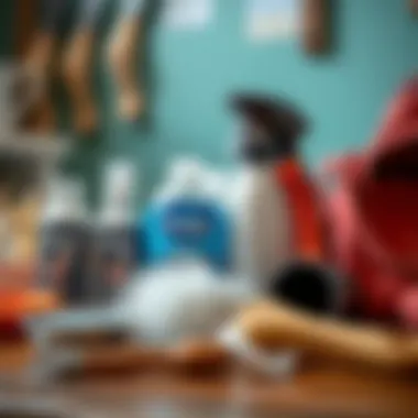 Various deshedding tools and products displayed neatly