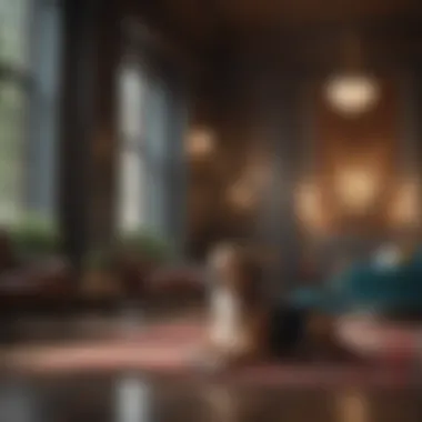 A cozy hotel lobby welcoming pets with special amenities