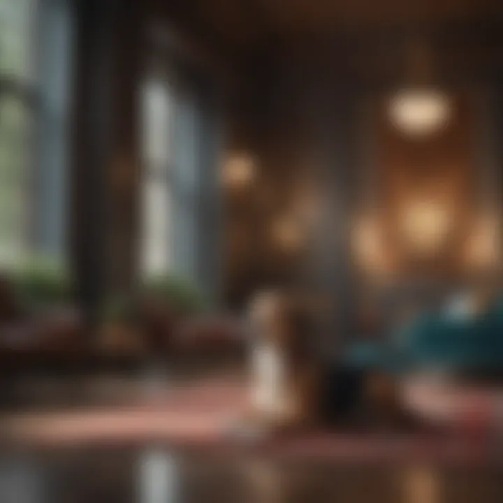 A cozy hotel lobby welcoming pets with special amenities