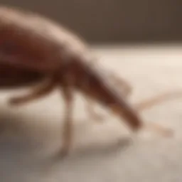 Close-up view of a bed bug on a mattress seam