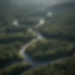 Aerial view of Kentucky landscape showcasing diverse topography