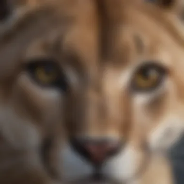 Close-up of a mountain lion's expressive eyes
