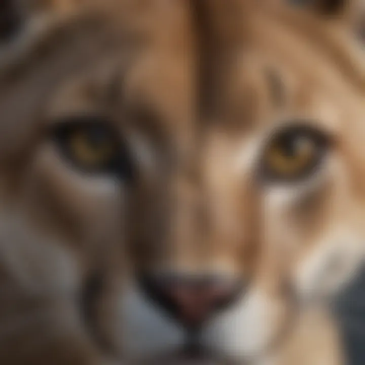 Close-up of a mountain lion's expressive eyes