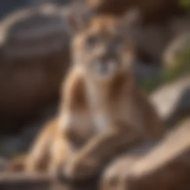 Majestic mountain lion perched on a rocky outcrop