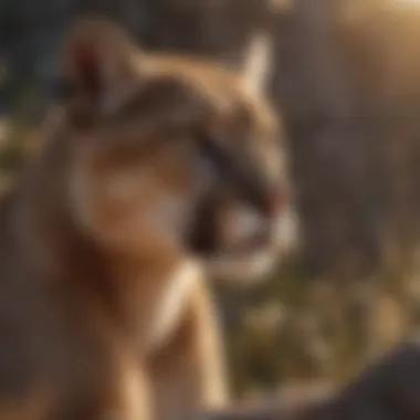 Sunset Serenity in the Wild Mountain lion in its natural habitat during sunset