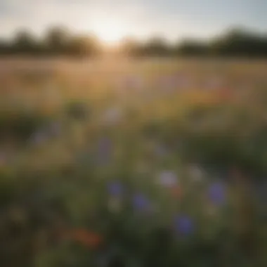 A scenic view of a wildflower meadow bustling with various native species