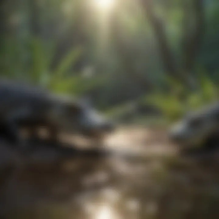Crocodile hatchlings in their natural habitat