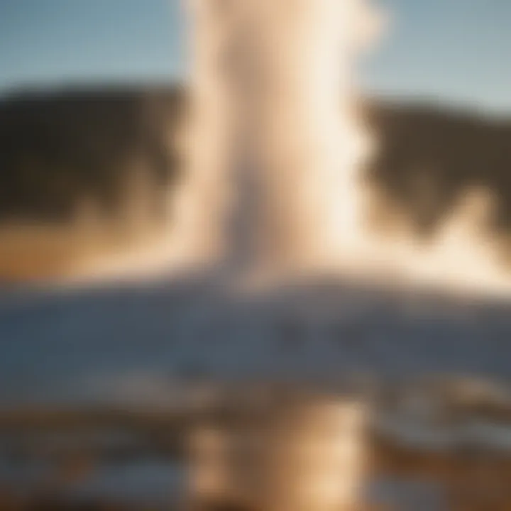 Breathtaking sunrise over Yellowstone geysers